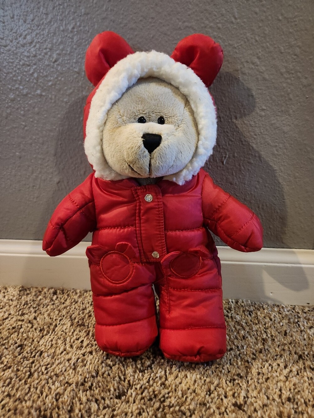 Starbucks Red Kids Puffer Bear Hooded Jacket